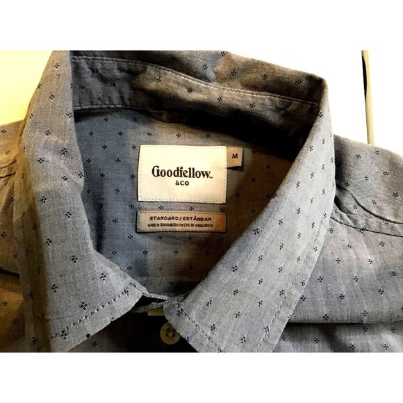 GOODIELLOW- BLUE PATTERN STANDARD FIT MENS SHIRT SIZE MEDIUM - Picture 3 of 6